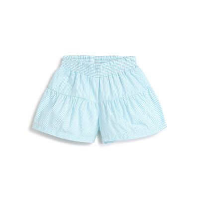 Girls White and Light Blue Striped Shorts